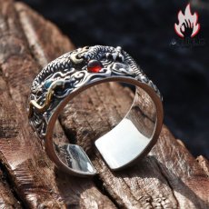 画像9: Antique Jewelry 祥龍戯珠リング メンズ S925シルバー パーソナルな指輪、レトロな食指リングアクセサリー、開口式のクリエイティブな指輪 (9)
