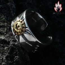 画像15: Antique Jewelry 銅を留め込んだ925シルバー製 X線ハクトリョウの開口指輪 男性用 個性的な指輪でファッションアイテムに最適 (15)
