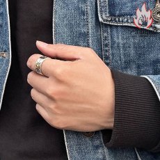 画像16: Antique Jewelry 銅を留め込んだ925シルバー製 X線ハクトリョウの開口指輪 男性用 個性的な指輪でファッションアイテムに最適 (16)