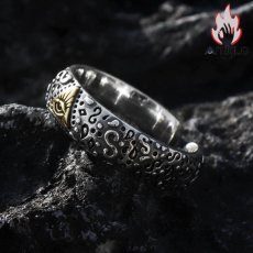 画像11: Antique Jewelry 全知の目指輪リング 男性用 S925シルバー 独特なレトロスタイル 指輪 百搭 二本指リング (11)