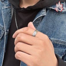 画像14: Antique Jewelry 全知の目指輪リング 男性用 S925シルバー 独特なレトロスタイル 指輪 百搭 二本指リング (14)