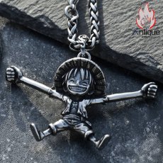 画像4: Antique Jewelry アニメワンピースのルフィーのネックレス/男性用/パーソナリティペンダント/レトロ/チタンスチール製/万能な首飾り (4)