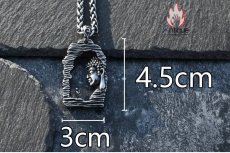 画像15: Antique Jewelry 仏 问心ペンダントネックレス 男性用 パーソナル 仏魔チタンステンレススチールペンダント アンティーク レトロ感 (15)