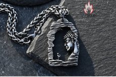 画像8: Antique Jewelry 仏 问心ペンダントネックレス 男性用 パーソナル 仏魔チタンステンレススチールペンダント アンティーク レトロ感 (8)