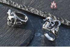 画像11: Antique Jewelry ダークな悪魔スカルリング 男性用 欧米風のチタンステンレススチール製指輪、個性的なアンティークデザインで万能にお使いいただけるアクセサリー (11)