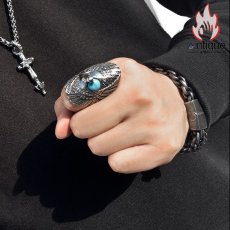 画像17: Antique Jewelry レトロなインディアンフライングイーグルデザイン 男性用 個性的なチタンスチール指輪 アーティスティックでヒップホップでもブレンドすることができるファッションアイテム (17)
