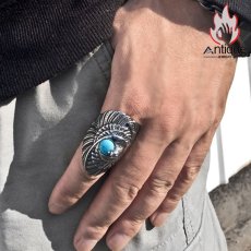 画像18: Antique Jewelry レトロなインディアンフライングイーグルデザイン 男性用 個性的なチタンスチール指輪 アーティスティックでヒップホップでもブレンドすることができるファッションアイテム (18)
