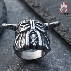 画像4: Antique Jewelry 北欧バイキング海賊リング 男性用 個性的な指輪、ビンテージな防身リング、パンクスタイルのアクセサリー (4)
