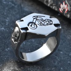 画像2: Antique Jewelry スカルバイクリング 男性用 ヒップホップ風個性的なオートバイ指輪、チタンステンレススチール製、欧米風鬼ヘッドモーターサイクルアクセサリー (2)