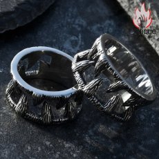 画像10: Antique Jewelry 男性向けのストリート風ヒップホップスタイルの尖った歯の指輪、潮流に合い、百搭なタイタンスチールの食指リング、シングルで個性的な印象を演出する (10)