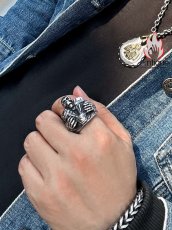 画像5: Antique Jewelry 個性的なバイクエンジンスカルリング メンズ ダーク チタンスチールリング レトロな力強いアクセサリー (5)