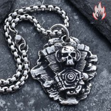 画像2: Antique Jewelry スカルバイクエンジンネックレス メンズ パーソナライズされたペンダント レトロなアクセサリー セーターチェーン (2)