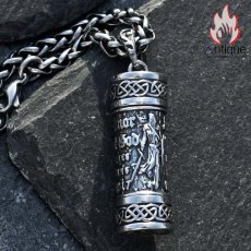 画像3: Antique Jewelry 開けられる勇士香水瓶ネックレス メンズ 個性的なチタンスチールペンダント 詰め物可能なレトロ (3)