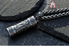 画像8: Antique Jewelry 開けられる勇士香水瓶ネックレス メンズ 個性的なチタンスチールペンダント 詰め物可能なレトロ (8)