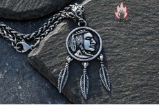 画像10: Antique Jewelry 個性的なインディアン族長フリンジネックレス 男性 欧米風 スタイリッシュなペンダント レトロなチタンスチールセーターチェーン (10)