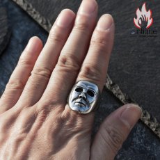 画像14: Antique Jewelry 男性向けのストリートヒップホップスタイルのマスクリング、個性的でレトロな印象を演出し、百搭なタイタンスチールの食指リング (14)