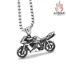 画像1: Antique Jewelry 個性的なバイクペンダント 男性用 チタンスチールネックレス 百搭で毛糸の首かけにもピッタリなヒップホップアクセサリー (1)