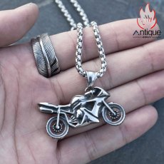 画像12: Antique Jewelry 個性的なバイクペンダント 男性用 チタンスチールネックレス 百搭で毛糸の首かけにもピッタリなヒップホップアクセサリー (12)