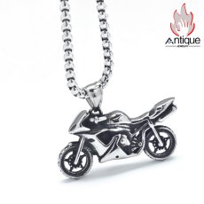 画像3: Antique Jewelry 個性的なバイクペンダント 男性用 チタンスチールネックレス 百搭で毛糸の首かけにもピッタリなヒップホップアクセサリー (3)