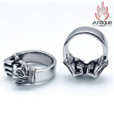 画像4: Antique Jewelry ヘビーアタック、個性的な強さを象徴する男性用リング、ヒップホップファッションにぴったりのチタンスチール素材、トレーニングおよびワークアウト指輪 (4)