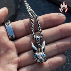 画像14: Antique Jewelry レトロなウサギペンダント 男性用 文芸的なヒップホップスタイルにマッチするチタンスチールネックレス (14)