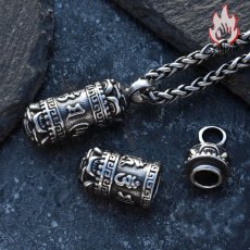 画像10: Antique Jewelry 六字真言ペンダント 男性用 レトロなチタンスチール楞厳の呪文の吊るしペンダントで、個性的で百搭な潮流アクセサリー (10)