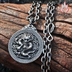 画像4: Antique Jewelry レトロなドラゴンペンダント メンズ パーソナルなチタンスチールネックレスで、個性を表現するアクセサリー (4)