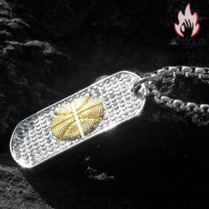 画像10: Antique Jewelry ダイヤモンド付きバスケットボールペンダント メンズ ヒップホップスタイルの欧米風チタンスチールアクセサリーで、どんなスタイルにも合わせやすい万能ネックレス (10)