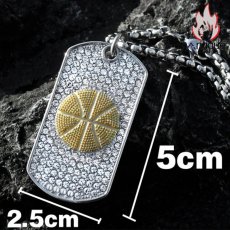 画像15: Antique Jewelry ダイヤモンド付きバスケットボールペンダント メンズ ヒップホップスタイルの欧米風チタンスチールアクセサリーで、どんなスタイルにも合わせやすい万能ネックレス (15)