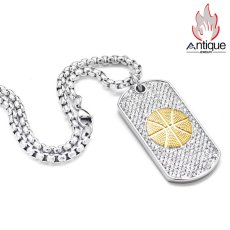 画像4: Antique Jewelry ダイヤモンド付きバスケットボールペンダント メンズ ヒップホップスタイルの欧米風チタンスチールアクセサリーで、どんなスタイルにも合わせやすい万能ネックレス (4)