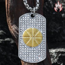 画像6: Antique Jewelry ダイヤモンド付きバスケットボールペンダント メンズ ヒップホップスタイルの欧米風チタンスチールアクセサリーで、どんなスタイルにも合わせやすい万能ネックレス (6)