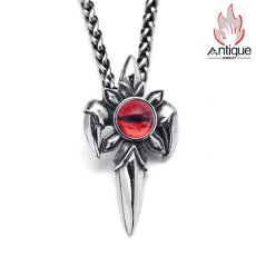 画像1: Antique Jewelry 悪魔の目 十字架ネックレス 男性用 ヒップホップ パーソナリティ スカル チタンスチールペンダント (1)