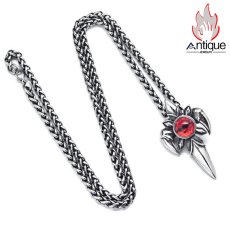 画像10: Antique Jewelry 悪魔の目 十字架ネックレス 男性用 ヒップホップ パーソナリティ スカル チタンスチールペンダント (10)