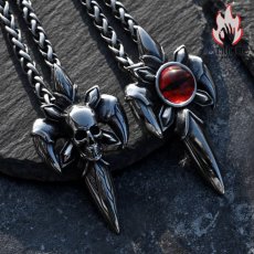 画像12: Antique Jewelry 悪魔の目 十字架ネックレス 男性用 ヒップホップ パーソナリティ スカル チタンスチールペンダント (12)