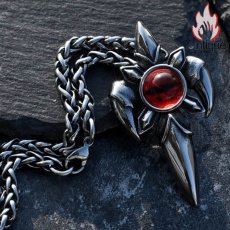 画像13: Antique Jewelry 悪魔の目 十字架ネックレス 男性用 ヒップホップ パーソナリティ スカル チタンスチールペンダント (13)