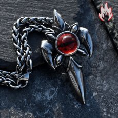 画像2: Antique Jewelry 悪魔の目 十字架ネックレス 男性用 ヒップホップ パーソナリティ スカル チタンスチールペンダント (2)