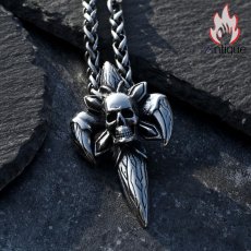 画像4: Antique Jewelry 悪魔の目 十字架ネックレス 男性用 ヒップホップ パーソナリティ スカル チタンスチールペンダント (4)