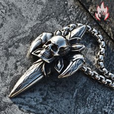 画像5: Antique Jewelry 悪魔の目 十字架ネックレス 男性用 ヒップホップ パーソナリティ スカル チタンスチールペンダント (5)