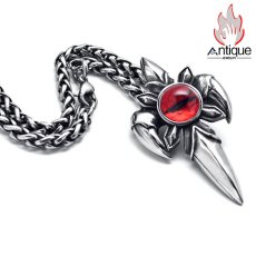 画像6: Antique Jewelry 悪魔の目 十字架ネックレス 男性用 ヒップホップ パーソナリティ スカル チタンスチールペンダント (6)