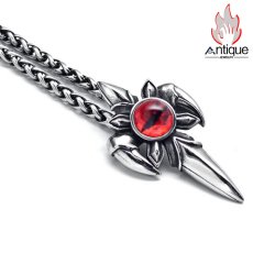 画像7: Antique Jewelry 悪魔の目 十字架ネックレス 男性用 ヒップホップ パーソナリティ スカル チタンスチールペンダント (7)