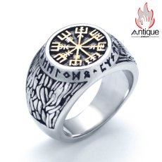 画像1: Antique Jewelry ヴァイキング指南針リング、男性向け個性的なヒップホップファッションリング、食指リングとしてもどんなスタイルにも合うレトロでアーティスティックな指輪 (1)