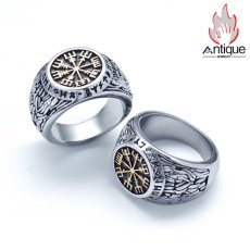 画像5: Antique Jewelry ヴァイキング指南針リング、男性向け個性的なヒップホップファッションリング、食指リングとしてもどんなスタイルにも合うレトロでアーティスティックな指輪 (5)