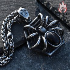 画像9: Antique Jewelry ダークスパイダーペンダント メンズ 个性的なチタンスチールのペンダント ビンテージニットチェーン (9)