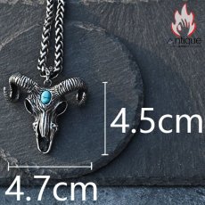 画像14: Antique Jewelry 悪魔のヤギ頭ペンダント メンズ ビンテージスタイルのネックレス パンクファッションにぴったりなチタンスチール製ニットチェーン (14)