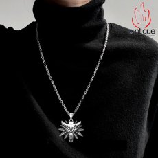 画像11: Antique Jewelry ドラゴンヘッドペンダント付きメンズチタン鋼ネックレス、個性的な刻印の入った男性向けアクセサリー (11)