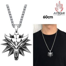 画像3: Antique Jewelry ドラゴンヘッドペンダント付きメンズチタン鋼ネックレス、個性的な刻印の入った男性向けアクセサリー (3)