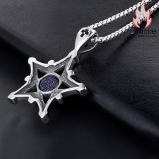 画像4: Antique Jewelry レトロな五角星ペンダント付きチタン鋼ネックレス、個性的な星形の学生向けアクセサリー、男女兼用 (4)