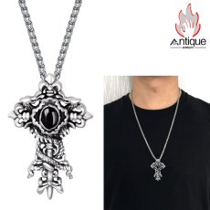 画像3: Antique Jewelry メンズ＆レディースチタン鋼ネックレス、レトロなデザインの十字模様付きのアクセサリー (3)