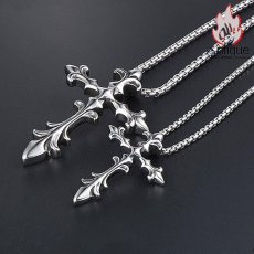 画像7: Antique Jewelry メンズ新作、チタン鋼のレトロな十字型ペンダントが付いたクロスペンダントネックレス、ロングタイプのカップル用ペンダント (7)