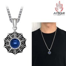 画像7: Antique Jewelry レトロな韓国風男性用チタン鋼ネックレス、ラピスラズリのペンダントが付いた個性的な学生アクセサリー (7)